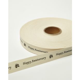 Ivory Canvas Printed Ribbon - Happy Anniversary