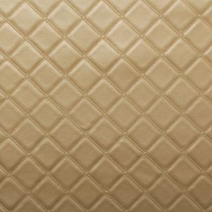 Luxury Bentley Stitch Diamond Embossed Faux Leather Upholstery Fabric - Gold