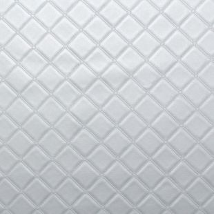 Luxury Bentley Stitch Diamond Embossed Faux Leather Upholstery Fabric - Silver