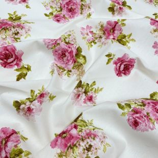 Chintz Roses Cotton Fabric - White
