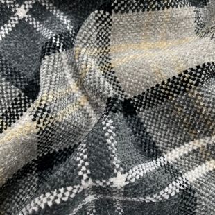 Heavy Check Tartan Chenille Upholstery Fabric - Black