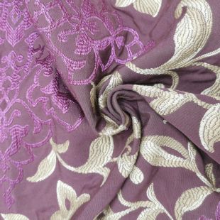 Aron Violet Purple Gold Floral Upholstery Furnishing Fabric
