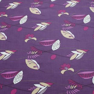 Purple Beige Floral Print Lightweight Fabric