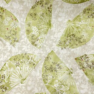 Green Floral Fans Lightweight Furnishing Fabric