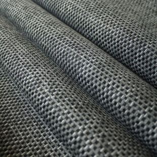 Silver / Black Basketweave Chenille Upholstery Furnishing Fabric
