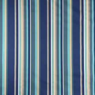 Water Repellent Blue Green Striped Outdoor Canvas Fabric - 1 metre