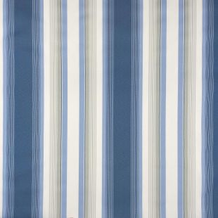 Water Repellent Blue Grey White Striped Outdoor Canvas Fabric - 1 metre