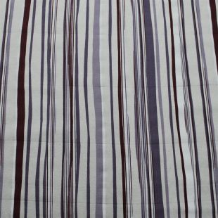 Aubergine Natural Linen Look Multi Stripe Lightweight Fabric
