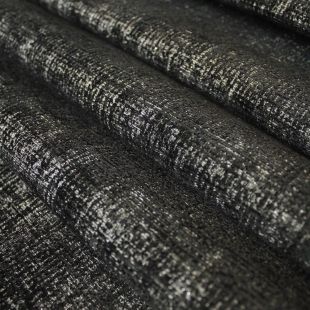 Black Silver Distressed Slubbed Chenille Upholstery Furnishing Fabric